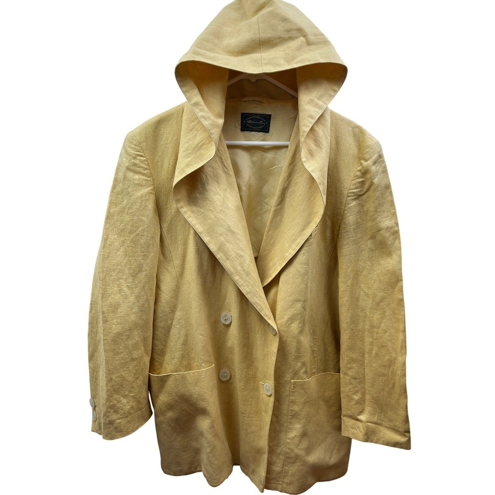Robert Ley Linen Hooded Jacket Womn EU 42 (US M/L)‎ Yellow Spring/Summer Coat